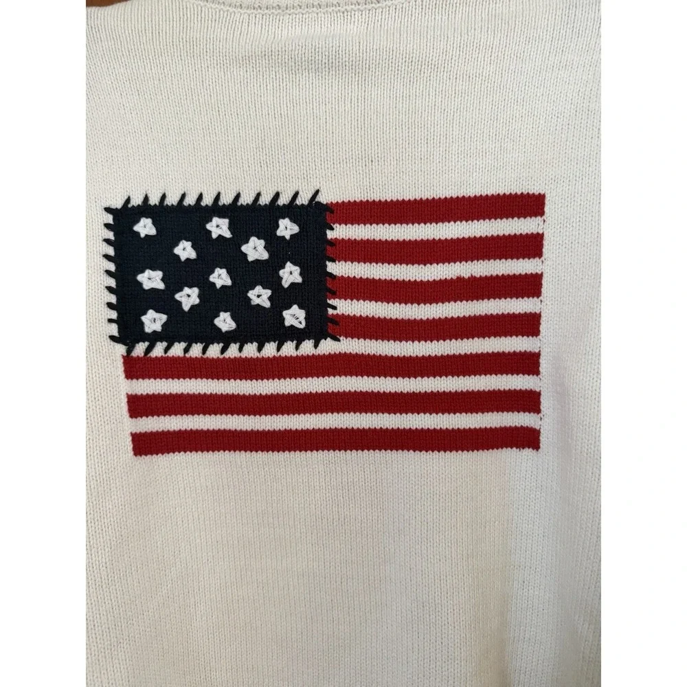 Women's Universal Thread Cream Collard American Flag Pullover Sweater Medium NWT - Picture 5 of 5